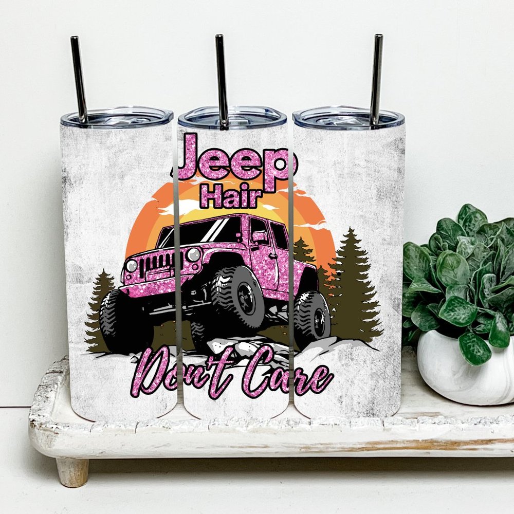 Jeep Hair Don't Care 20oz Tumbler With Metal Straw